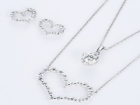SV シルバー 925 ハート&1粒石 ネックレス とハート ピアス 3点セット!