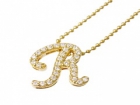 イニシャル ネックレス‘R’(YellowGoldコーティング)