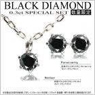 【ジュエリーケース付】天然ブラックダイヤ2点(ネックレス&ピアス)セット!計0.3ct